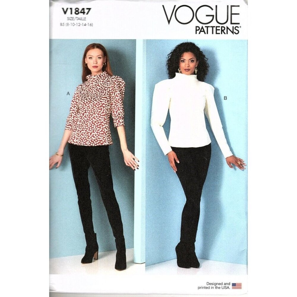 Vogue V1847 8 to 16 Misses or Misses Petite Blouse Top Uncut Sewing Pattern